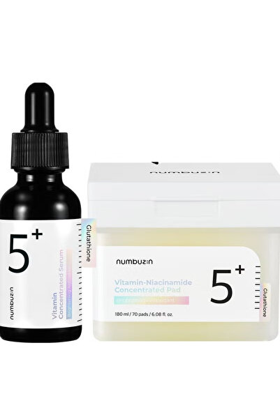 Numbuzin مجموعة مركزة مصل فيتامين مركّز 30 مل ووسادة فيتامين النياسيناميد الم...