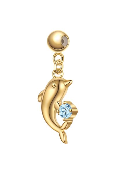 Glanzstücke München Silbercharm Charm Sterling Silber gelbgold Zirkonia blau