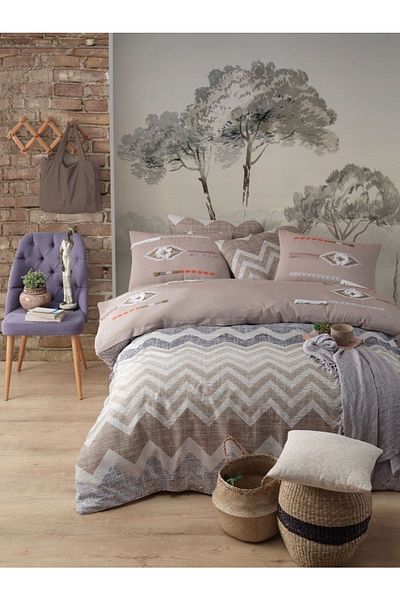 CzyLife Double Duvet Cover Set - Easy to Iron - Embroidered - Beige - Dowry Holder - Boxed - 6 Pieces