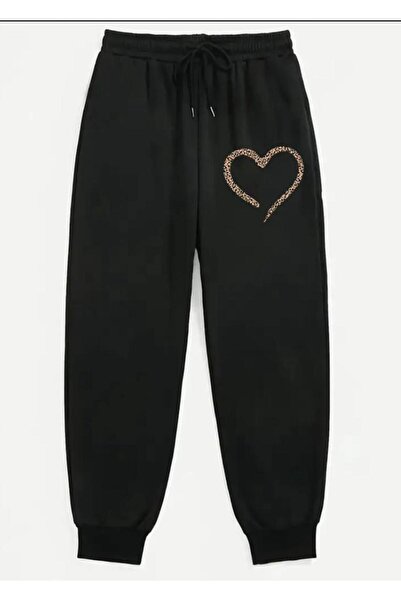 caddekombin Γυναικείο παντελόνι φόρμας Leopard Hollow Heart με στάμπα Jogger ...