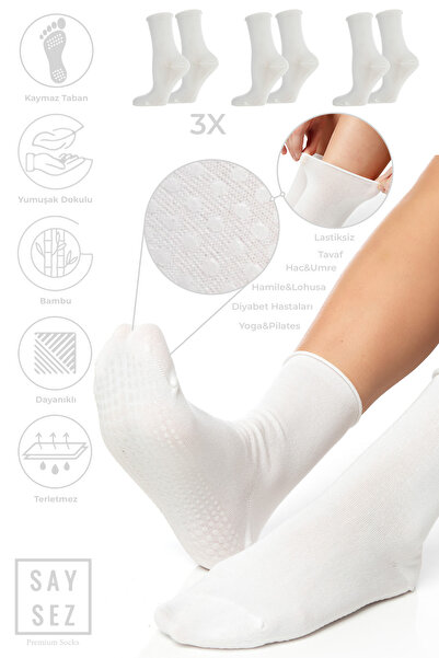 SAYSEZ Bambu Kaydırmaz Taban Silikon Baskı Hac Umre Tavaf Hamile Diyabet Pila...