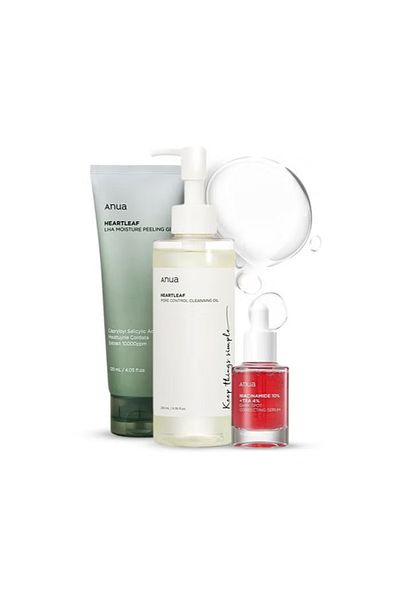 ANUA جل التقشير المرطب Heartleaf Lha 120 مل + زيت التنظيف Heartleaf Pore Control من Anua + Anua 10%