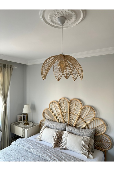 luminart Rafya avize Hasır avize el yapımı avize makrome avize Yaprak avize