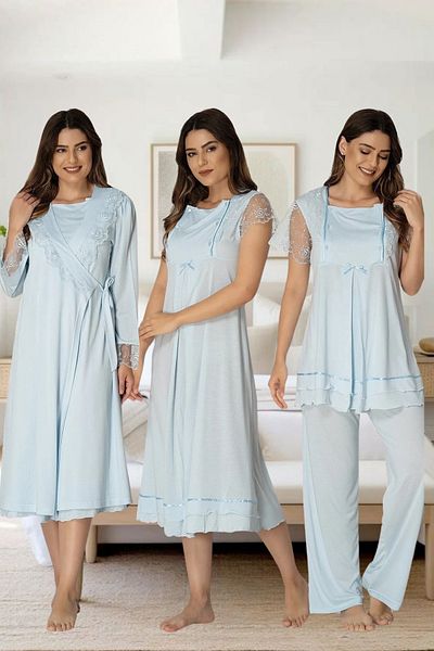Effortt Set de pijamale elegante pentru maternitate pentru maternitate Set de maternitate din 4 piese Primum