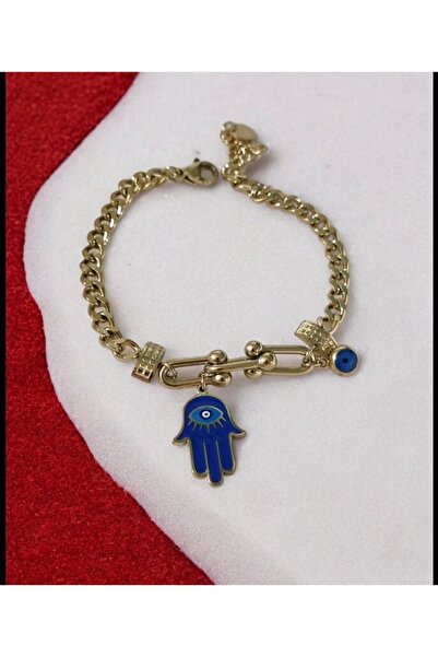 shop FATMA ANA ELİ NAZAR BONCUKLU ÇELİK BİLEKLİK