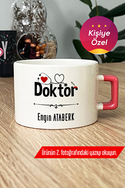 Hedizu Kişiye Özel Doktor Lüks Fincan Pembe Tıp Bayramı Hediyesi M3R A6O