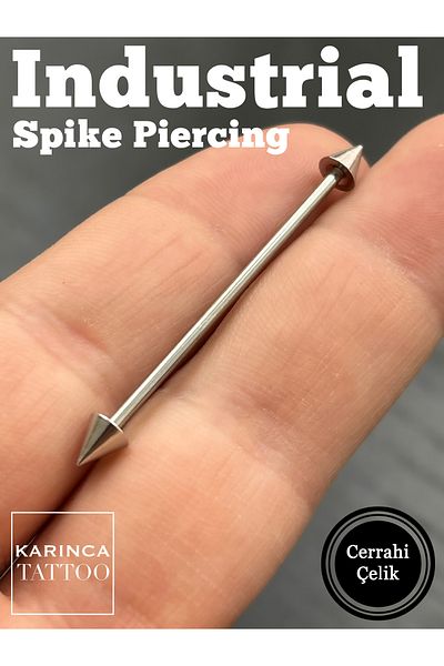 Karınca Piercing Spike Pointed End Surgical Steel Bridge Piercing Industrial Industrial Rock Gothic(Ant Tattoo)
