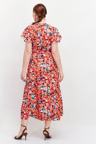 French Connection Women Floral Print Maxi Dress, Red Combo