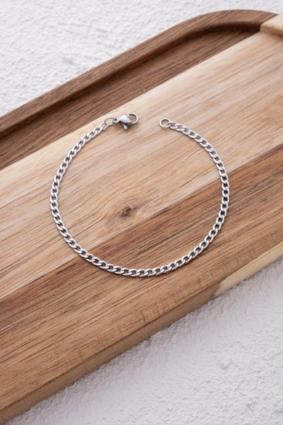 ByFlorya Jewelry Steel Thin Gourmet Chain Bracelet 3mm Non-Tarnish 17Cm+4Cm&21Cm Unisex
