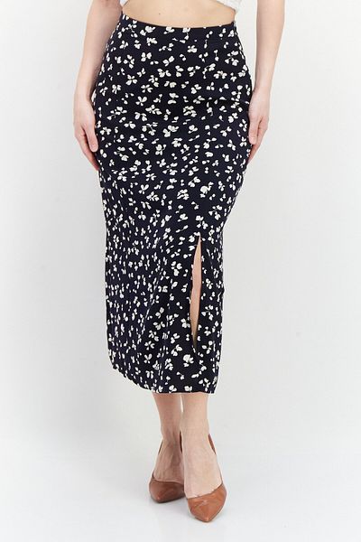 French Connection Women Floral Pattern Midi Skirts, Navy