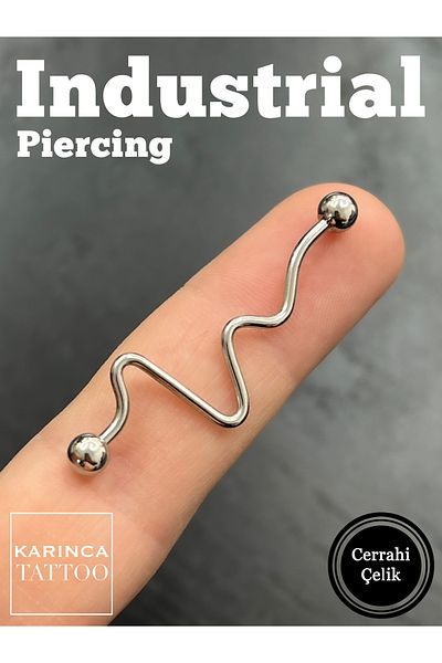 Karınca Piercing Silver Color Industrial Heart Piercing - Ear Bridge