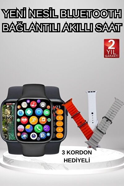 karok Akıllı Saat Arama Görüşme Bildirim Görme Uyku ve Sağlık Takibi Nabız Ölçer 3 Kordon