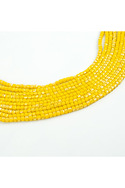 yfhobi 1 Dizi (90-95Adet) - 4 mm Küp Kristal Cam Boncuk Dizisi Mat Janjanlı S...