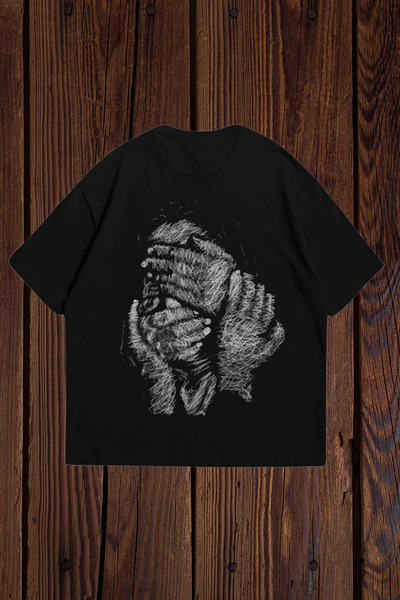 Wish BF تي شيرت كبير الحجم مطبوع عليه وجه مخفي