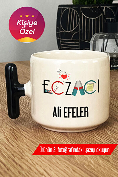 Hedizu Kişiye Özel Eczacı Kupa Bardak T Kulplu Siyah Tıp Bayramı Hediyesi F9Y...