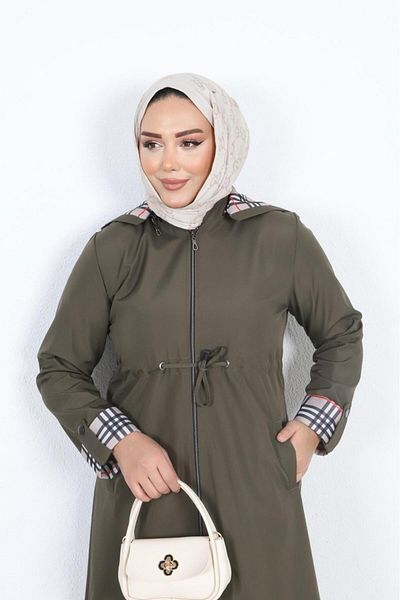 şuranur Khaki Raincoat with Pattern Inside