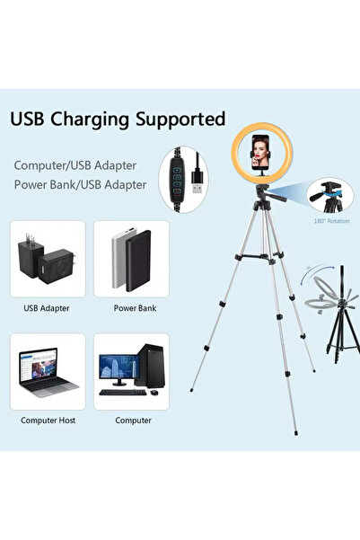 Voground 26cm fotoğraf halka reaing fill Led halka Bluetooth kumanda Tripod ayak YouTube tiktok inful