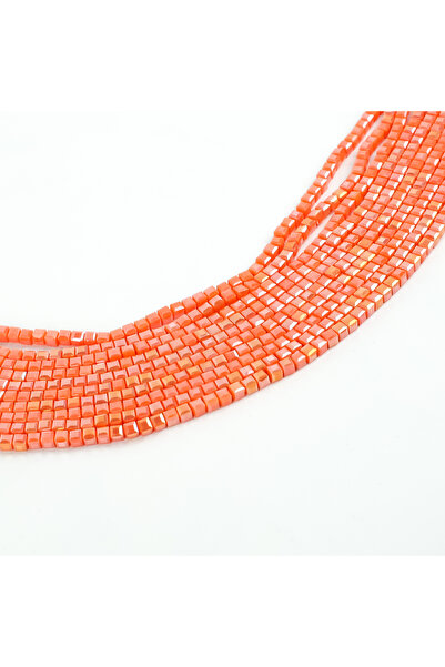 yfhobi 1 Dizi (90-95Adet) - 4 mm Küp Kristal Cam Boncuk Dizisi Mat Janjanlı S...