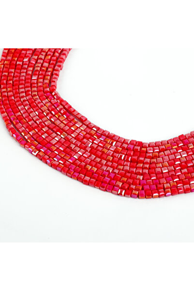 yfhobi 1 Dizi (90-95Adet) - 4 mm Küp Kristal Cam Boncuk Dizisi Mat Janjanlı K...