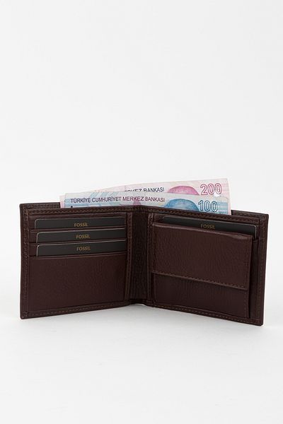 Fossil Boxed Genuine Leather Horizontal Brown Hand Portfolio Card Holder Wallet