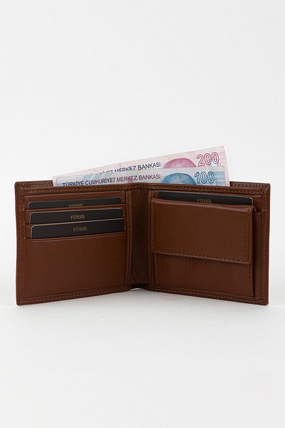 Fossil Boxed Genuine Leather Horizontal Tan Hand Portfolio Card Holder Wallet