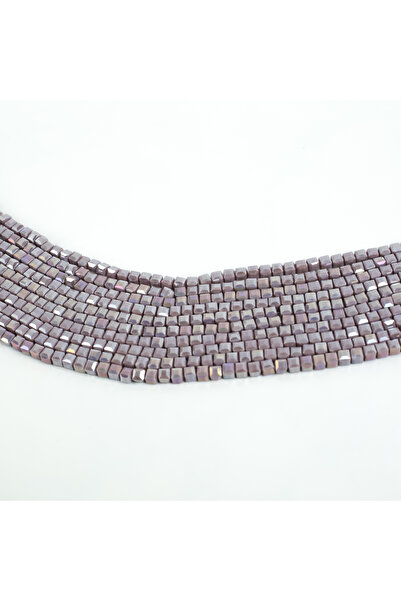 yfhobi 1 Dizi (90-95Adet) - 4 mm Küp Kristal Cam Boncuk Dizisi Mat Janjanlı A...