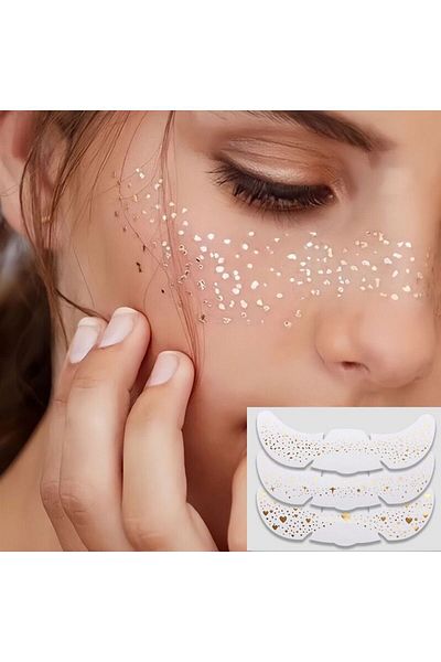 Sibelon Face Tattoo Freckle Glitter Gold Sticker 2 Pack Stars and Speckles