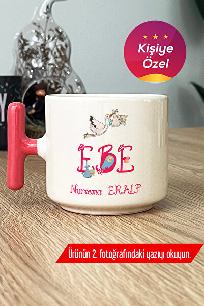 Hedizu Kişiye Özel Ebe Kupa Bardak T Kulplu Pembe Tıp Bayramı Hediyesi -2- L5...