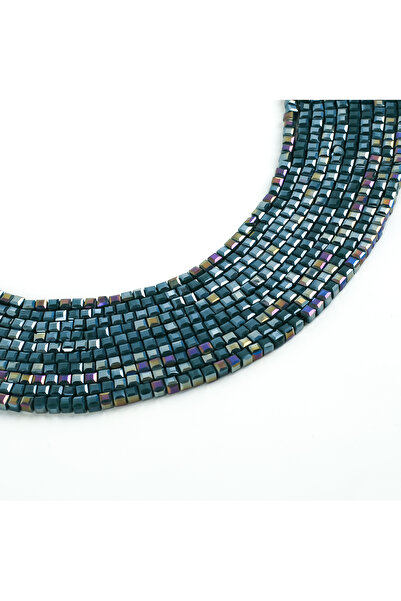 yfhobi 1 Dizi (90-95Adet) - 4 mm Küp Kristal Cam Boncuk Dizisi Mat Janjanlı H...