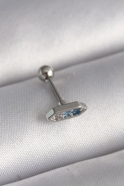 NEZADE STORE 316L Steel Silver Color Blue Zircon Stone Tragus Piercing - Lisinya