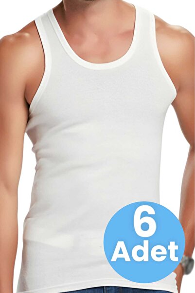 BAYTAŞ YILDIZ Men's White 6-Piece Combed Cotton Undershirt 100% Cotton