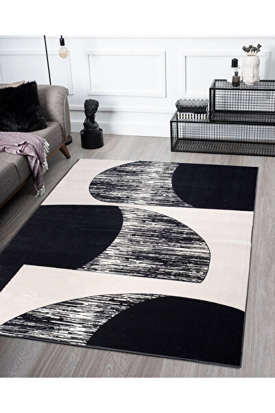 Vila Nova Home Modern Desenli  Yumuşak Tuşeli Siyah Ekru Salon Oturma Odası H...
