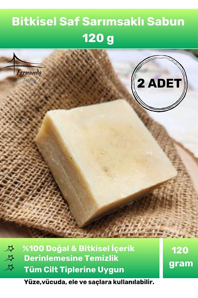Fernanda 100% Natural Organic Garlic Soap Hand Face Hair Body Skin Original Herbal 120 g - 2 Pieces
