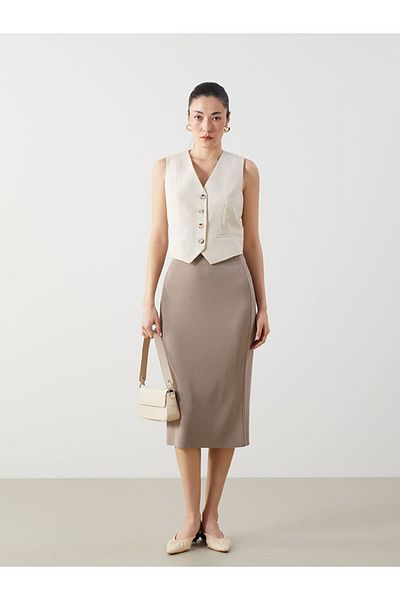 LC Waikiki Lcw Women's Knitwear Skirt with Elastic Waist Fast Fashion