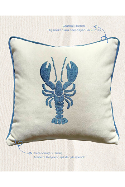Elegancembroidery Marin Desen Nakışlı Kırlent Kılıfı