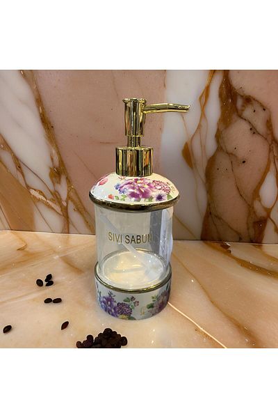 Mitra Floral Glass Liquid Soap Dispenser