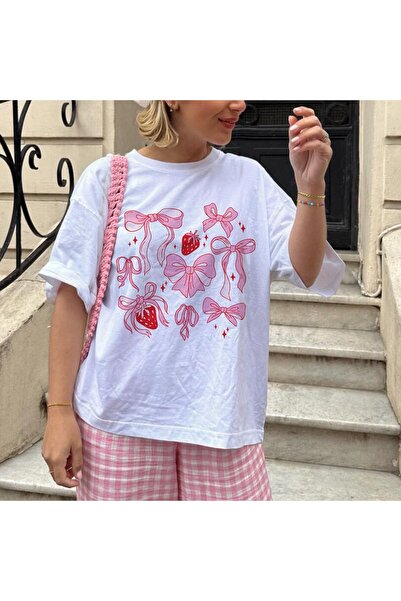 Jose Clothing Γυναικείο μπλουζάκι με λευκό μοτίβο με λαιμόκοψη μεγάλου μεγέθους