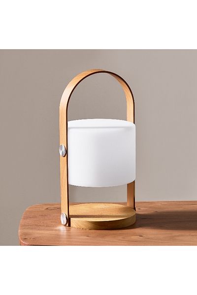 Home Box Solin Lamp with Wooden Handle and Battery 5h - 17x32 cm