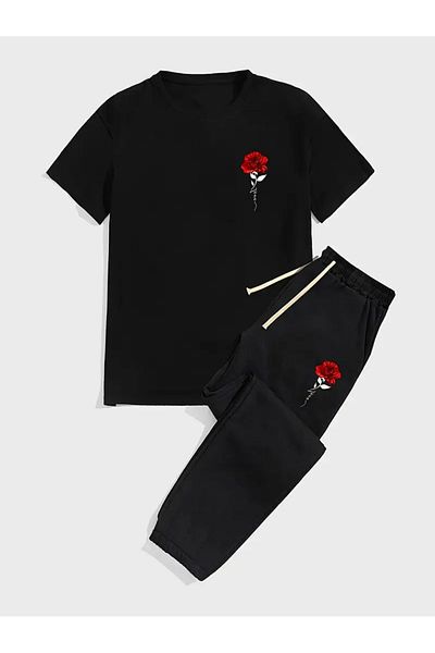 Pink Sky Συνδυασμός σετ φόρμας Jogger με εμπριμέ μπλουζάκι και φούτερ