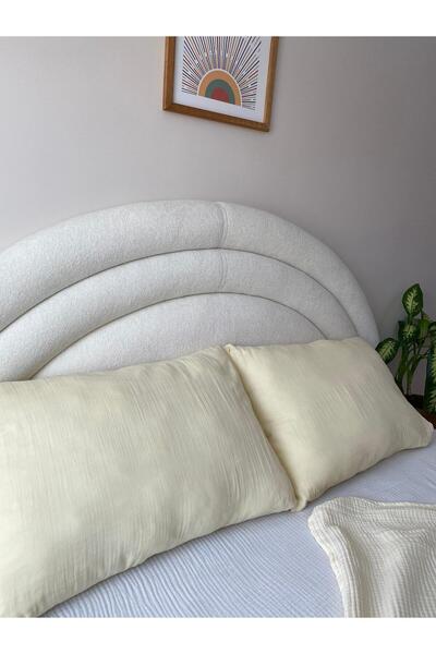 GİNETEKS 2 τεμάχια 50x70 Natural 100% Cotton Muslin Μαξιλαροθήκες - Συσκευασία 2 στρώσεων