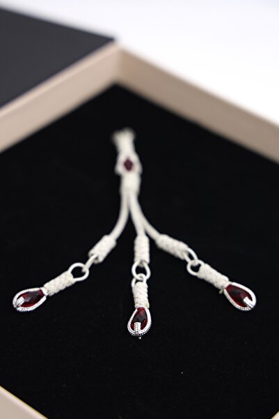 Black Sea Port Özel Tasarım 3 kamçılı Kırmız Zirkon Taşlı El Örmesi Kazaz İmame Püskül