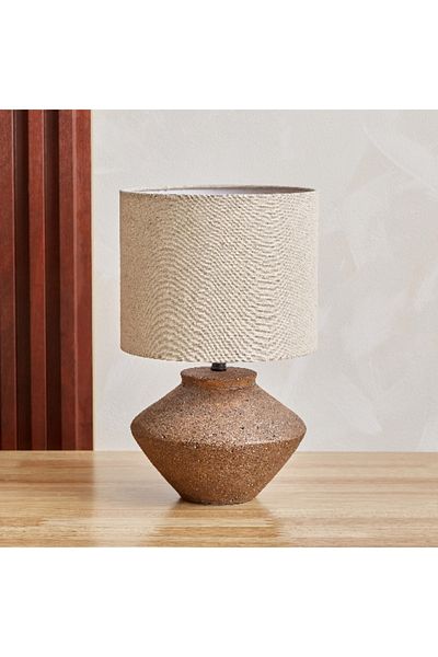 Home Box Novalie Ceramic Table Lamp with Linen Shade - 35.5 cm
