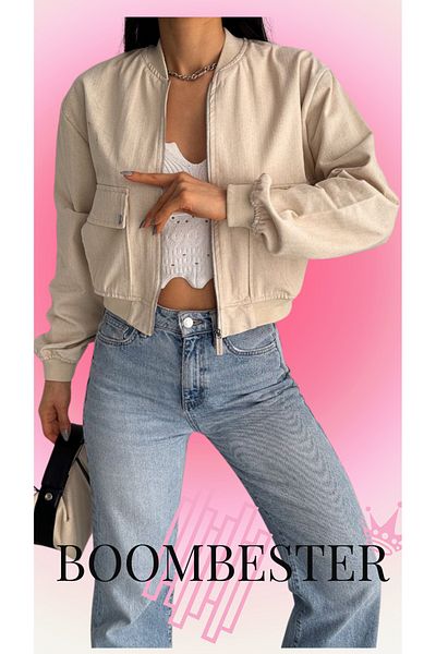 BoomBester Palton Bomber scurt, 100% in, de calitate premium pentru femei
