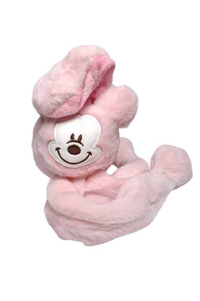 SPTEKS Kız Çocuk Pembe Renk Mickey Figürlü Pompalı Sesli Kışlık Peluş Kulaklık