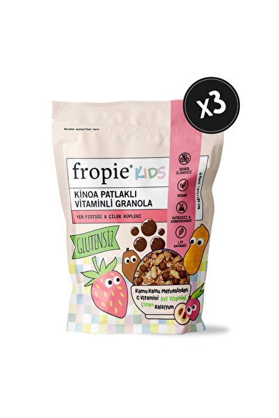 FROPİE Kids Granola - Yer Fıstığı & Çilek Küpleri 240gr x 3 Adet