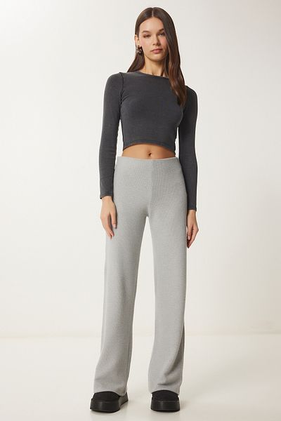 Lovelyİstanbul Παντελόνι Relaxed Cut Soft - Grey Melange LUB0073