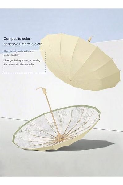 Taimi Umbrella For Protection From Rain And Sun Folding Waterproof and Windproof 16 ribs - Lime