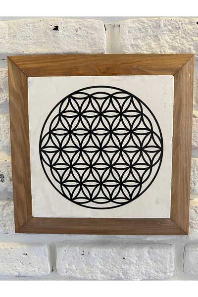 woodhomeworks Панел за картина с масивна рамка от естествен камък и мрамор 26x26 см