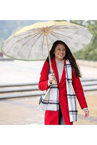 Taimi Umbrella For Protection From Rain And Sun Folding Waterproof and Windproof 16 ribs - Lime
