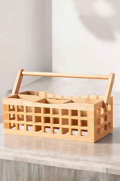 Mirilliahome Bamboo Cutlery Organizer - Καλάθι μπαμπού με 4 θήκες